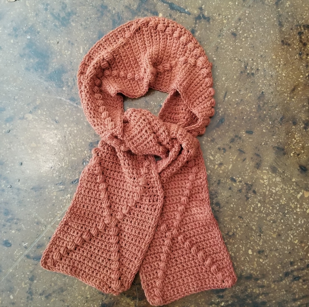 Diamond Back Solid Red Ochre Scarf Handmade